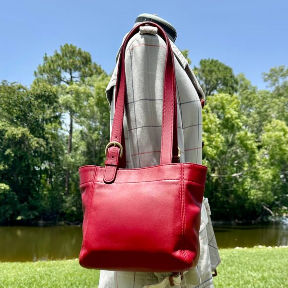 Coach Vintage Soho Waverly Buckle Bag 1999 Dominican Republic Brass & Red 4157 - Picture 2 of 16